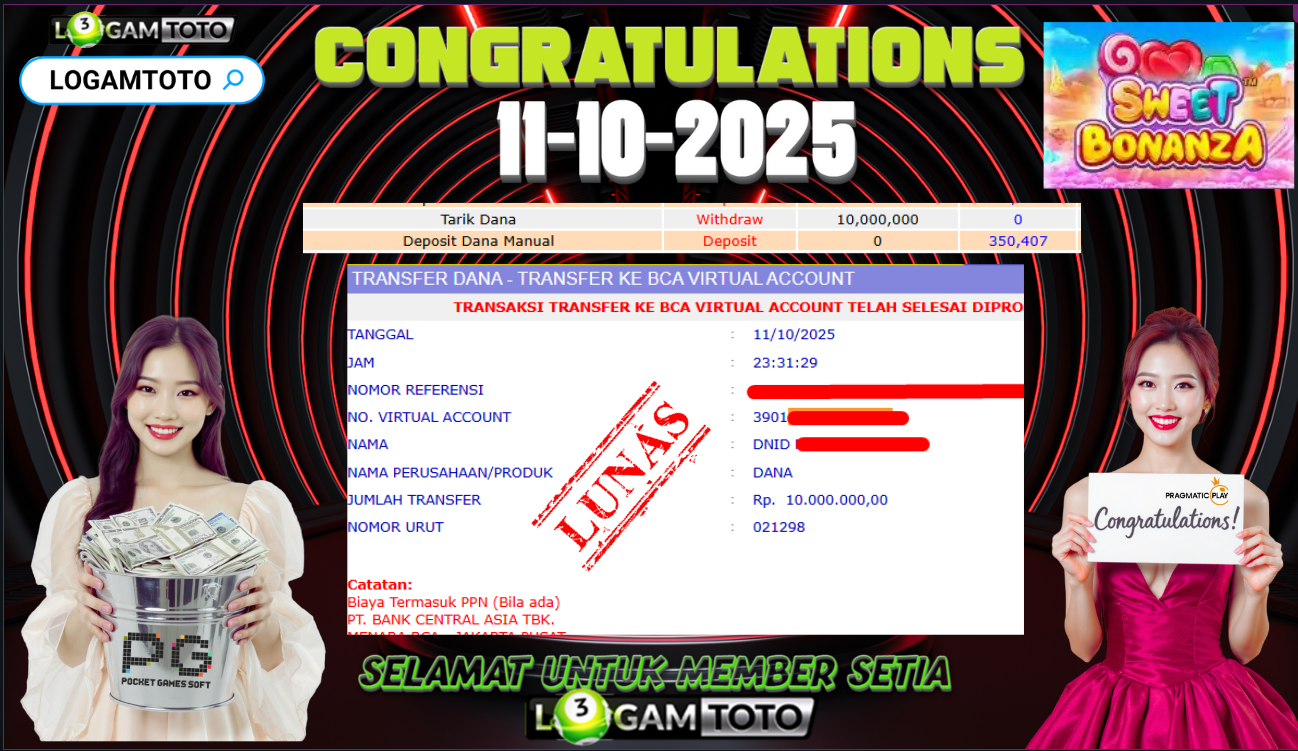 SELAMAT KEPADA MEMBER SETIA LOGAMTOTO BERHASIL JACKPOT DI PERMAINAN SLOT SWEET BONANZA